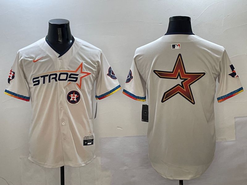 Men Houston Astros Blank Cream Fourth generation Joint Name 2025 Nike MLB Jersey style 4148->houston astros->MLB Jersey